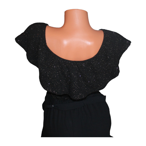 Charlotte Rouse Jumpsuit Size‎ Medium Woman's Holiday New Year's Black Sparkle - Picture 6 of 10